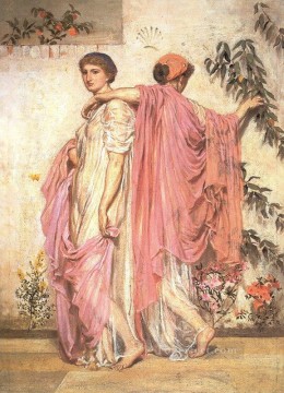 アルバート・ジョセフ・ムーア Painting - アプリコットの女性像 アルバート・ジョセフ・ムーア